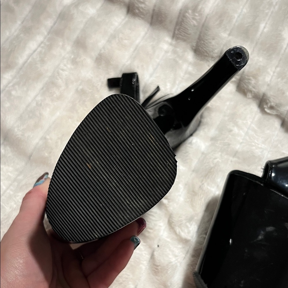 Pleaser Glossy Black Platform Stilettos - Picture 4 of 7